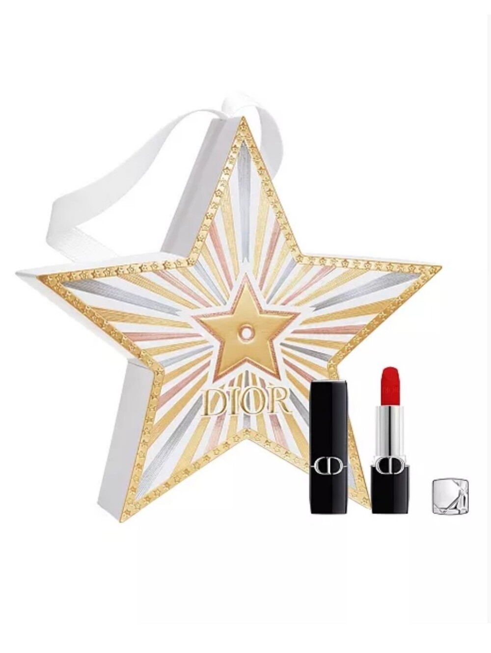 Dior Gold Star Box Ornament & Rouge 999 Velvet Lipstick LIMITED Holiday 2025